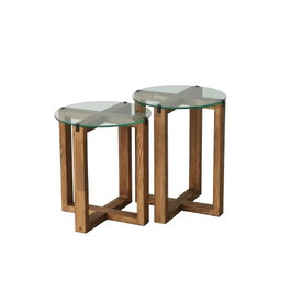 Hanah Home Amalfi Juego de Mesas Apilables Nogal